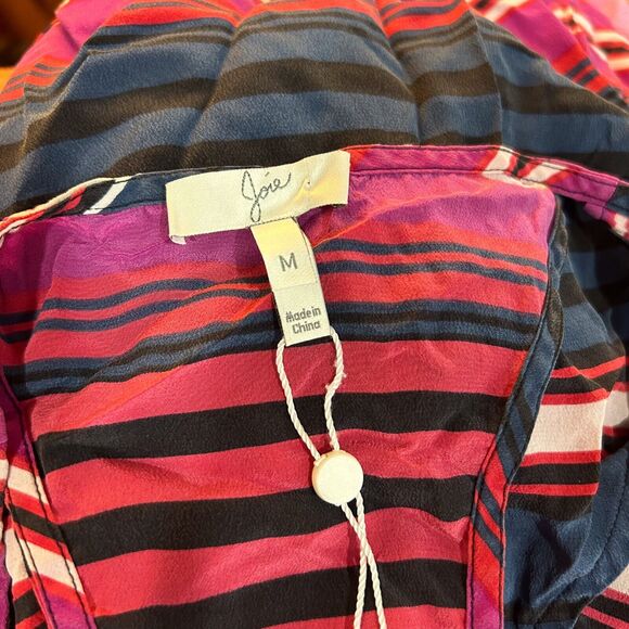 Joie Silk Shirt Size Medium Striped T-Back Boho Preppy Sleeveless Tank Top (6) - Picture 2 of 8